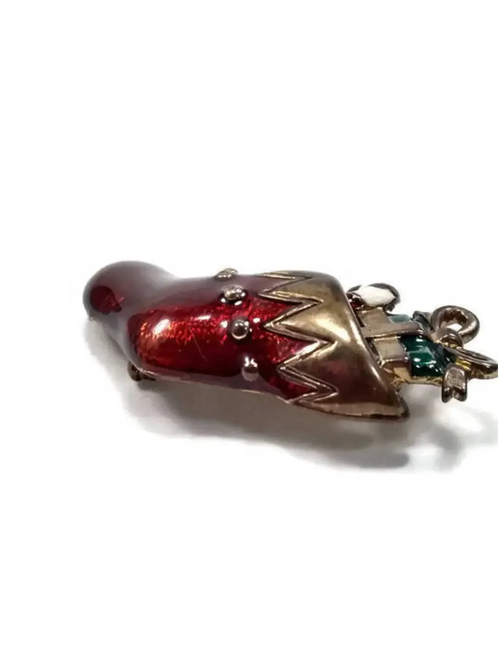 Vintage Christmas Stocking Brooch.
